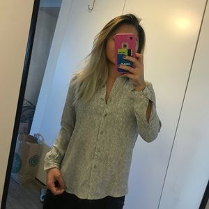 Loft Floral Patterned Grey Blouse